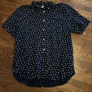 Old Navy Dark blue rabbit print button down XL